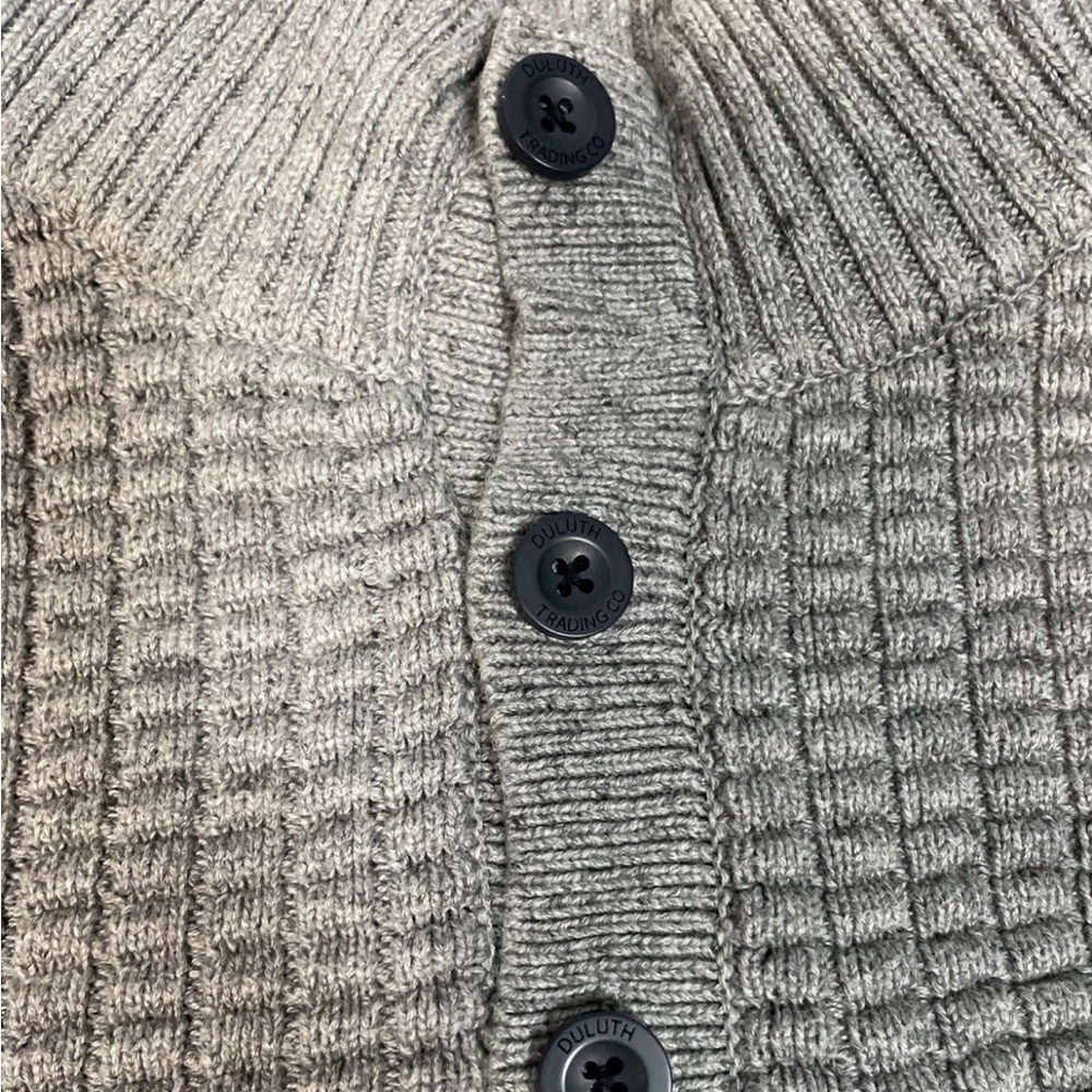 Duluth Trading Co Burly Retirement Button Mock Cotton Knit Sweater Mens Size XL - Picture 3 of 6